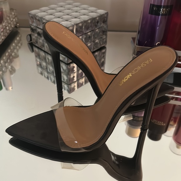 Fashion Nova Black and Clear Heels - Picture 3 of 3